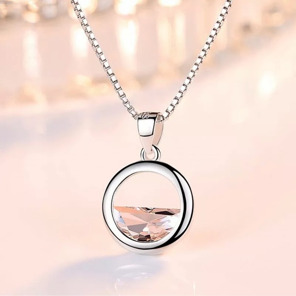 Women Cute Jewelry Cubic Zirconia Silver Necklace Pendants Wedding Gifts - Picture 2 of 5